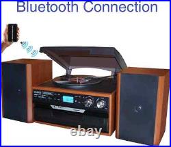 Boytone BT-24MB Bluetooth Classic Style Record Player Turntable with AM/FM
