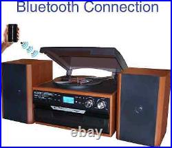 Boytone BT-24MB Bluetooth Classic Style Record Player Turntable with AM/FM