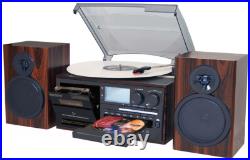 Boytone BT-28MB 3-Speed Bluetooth Turntable, Record Player, CD, cassette, AM, FM