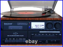 Boytone BT-28MB 3-Speed Bluetooth Turntable, Record Player, CD, cassette, AM, FM