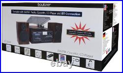 Boytone BT-28MB 3-Speed Bluetooth Turntable, Record Player, CD, cassette, AM, FM