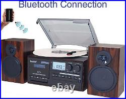 Boytone BT-28MB Stereo Bluetooth Turntable, Record Player, CD, Cassette, AM FM
