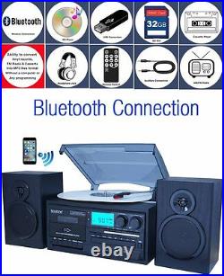 Boytone BT-28SPB Bluetooth Classic Turntable Stereo CD Cassette SD BT-28SPB NEW