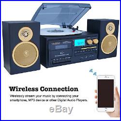 Boytone BT-28SPG 3-Speed Bluetooth Turntable, Record Player, CD, cassette, AM, FM