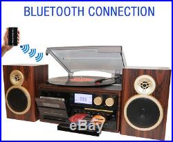 Boytone BT-28SPM 3-Speed Bluetooth Turntable, Record Player, CD, cassette, AM, FM