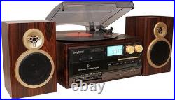 Boytone BT-28SPM Bluetooth Classic Record Player Turntable System AM/FM Radio US