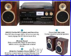 Boytone BT-28SPM Bluetooth Classic Style Record Player Turntable with CD AM/FM Boytone BT-28SPM Bluetooth Classic Style Record Player Turntable with CD AM/FM