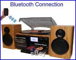 Boytone BT-28SPW 3-Speed Bluetooth Turntable, Record Player, CD, cassette, AM, FM