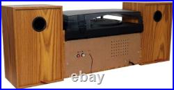 Boytone BT-28SPW Bluetooth Classic Turntable Record CD Player AM/FM Radio Walnut