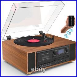 Boytone BT-38SM Bluetooth Classic Turntable Record Player System, AM/FM Radio