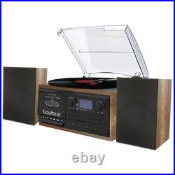 Boytone BT-58W, Bluetooth Classic Style Record Player Turntable AM/FM, CD Player