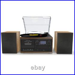 Boytone BT-58W, Bluetooth Classic Style Record Player Turntable AM/FM, CD Player