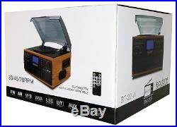 Boytone Bluetooth Record Player Turntable AM/FM Radio/Cassette/CD/MP3/SD/USB/AUX