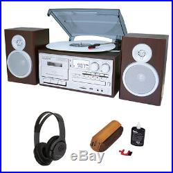 Boytone Calssic Style Record Player Turntable + Bluetooth Headphones Bundle