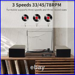 Boytone Vinyl Record Player with Dual Stereo Bookshelf Speakers Vintage Turntabl