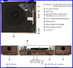 Boytone Vinyl Record Player with Dual Stereo Bookshelf Speakers Vintage Turntabl