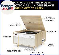 Century 6-In-1 Vinyl Record Player & Music Center 3-Speed Turntable, CD & Cass