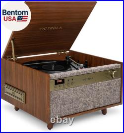 Century 6-In-1 Vinyl Record Player & Music Center 3-Speed Turntable, CD & Cass