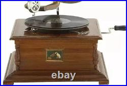 Classic Brass Gramophone Phonograph Vintage Look, Working Vinyl Record Player