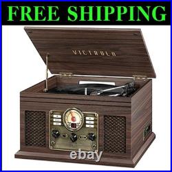 Classic Record Player 6-in-1 Bluetooth Multimedia Center