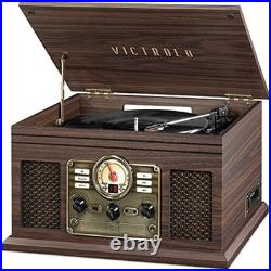 Classic Record Player 6-in-1 Bluetooth Multimedia Center
