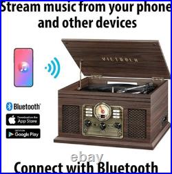 Classic Record Player 6-in-1 Bluetooth Multimedia Center