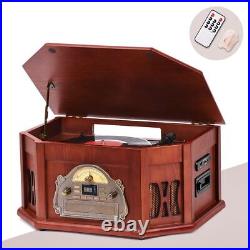 Classic Wood Turntable 8 in 1 Bluetooth Tape Vinyl Record Player With 3 Speed Classic Wood Turntable 8 in 1 Bluetooth Tape Vinyl Record Player With 3 Speed