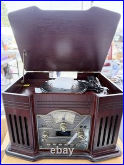 ClearClick All-in-One Turntable with Record Player CD Cassette Radio CD Aux USB BT