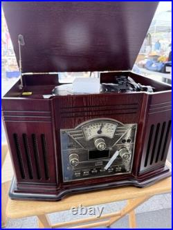 ClearClick All-in-One Turntable with Record Player CD Cassette Radio CD Aux USB BT
