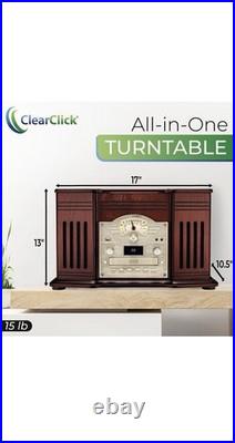 ClearClick All-in-One Turntable with Record Player CD Cassette Radio CD Aux USB BT
