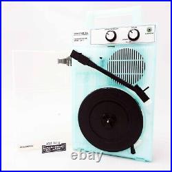 Columbia GP-3B GP-3 Skeleton Blue Portable Record Player Turntable tested Used
