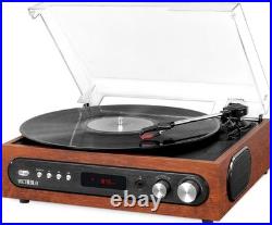 Compact Bluetooth Record Player 3-Speed Turntable with FM Radio & Dust Cover Compact Bluetooth Record Player 3-Speed Turntable with FM Radio & Dust Cover