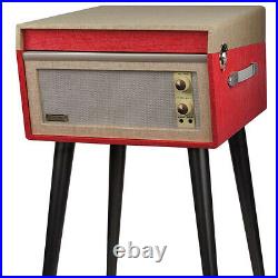 Crosley BERMUDA 2 Speed Portable Turntable with Built In Speakers + Stand RED