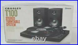 Crosley T100 2-Speed Bluetooth Turntable System Stereo Speakers Record Player