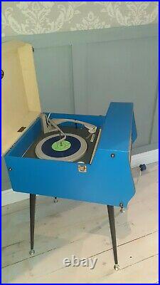 Dansette Conquest Auto Record Player In Blue With Legs Fully Refurbished