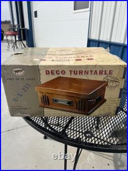 Deco Turntable Vinyl Record Player, AM/FM Radio, Cassette Player