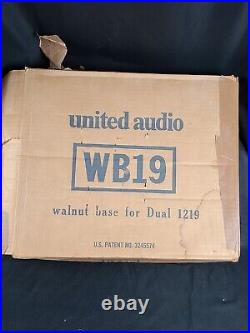 Dual 1219 turntable record player walnut wood base WB-19 United Audio