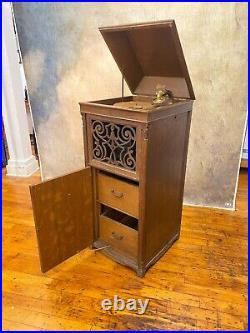 Edison B250 Disc Phonograph Record Player Music Storage Drawers Antique CAN SHIP