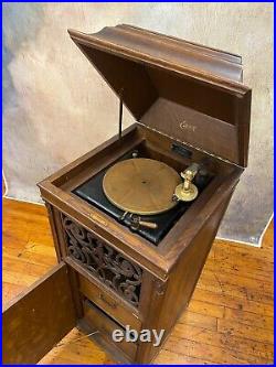 Edison B250 Disc Phonograph Record Player Music Storage Drawers Antique CAN SHIP