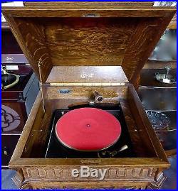 Edison C19 Diamond Disc Wind-Up Phonograph Record Player+Cabinet. Holds 72. 1919