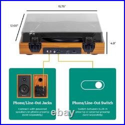 Electrohome Vinyl Record Player, Belt-Drive Turntable, Bluetooth, Vinyl-to-MP3