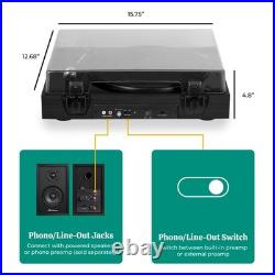 Electrohome Vinyl Record Player, Belt-Drive Turntable, Bluetooth, Vinyl-to-MP3