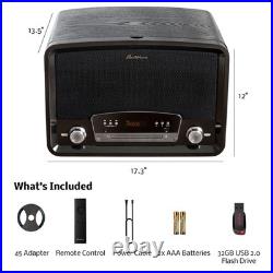Electrohome Vinyl Record Player, Bluetooth Radio CD Vinyl to MP3, 32GB USB Drive