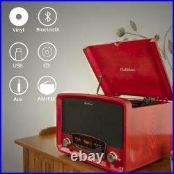 Electrohome Vinyl Record Player, Bluetooth Radio CD Vinyl to MP3, Cleaning Kit