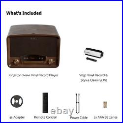 Electrohome Vinyl Record Player, Bluetooth Radio CD Vinyl to MP3, Cleaning Kit