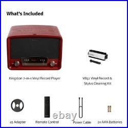 Electrohome Vinyl Record Player, Bluetooth Radio CD Vinyl to MP3, Cleaning Kit