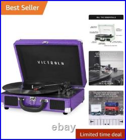 Elegant Purple Glitter Portable Vinyl Record Player with Bluetooth and Speakers