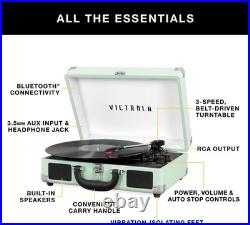 Elegant Purple Glitter Portable Vinyl Record Player with Bluetooth and Speakers