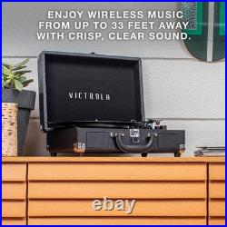 Elegant Purple Glitter Portable Vinyl Record Player with Bluetooth and Speakers