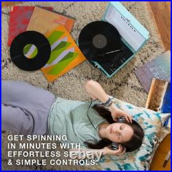 Elegant Purple Glitter Portable Vinyl Record Player with Bluetooth and Speakers